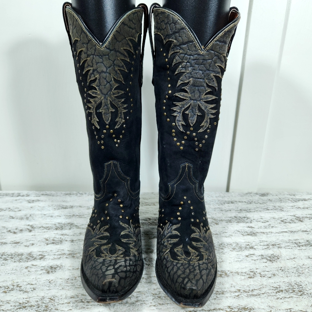 Dan Post "Invy" Studded Western Boots Black Leather DP3582 | Women's Size 8 - Picture 7 of 16